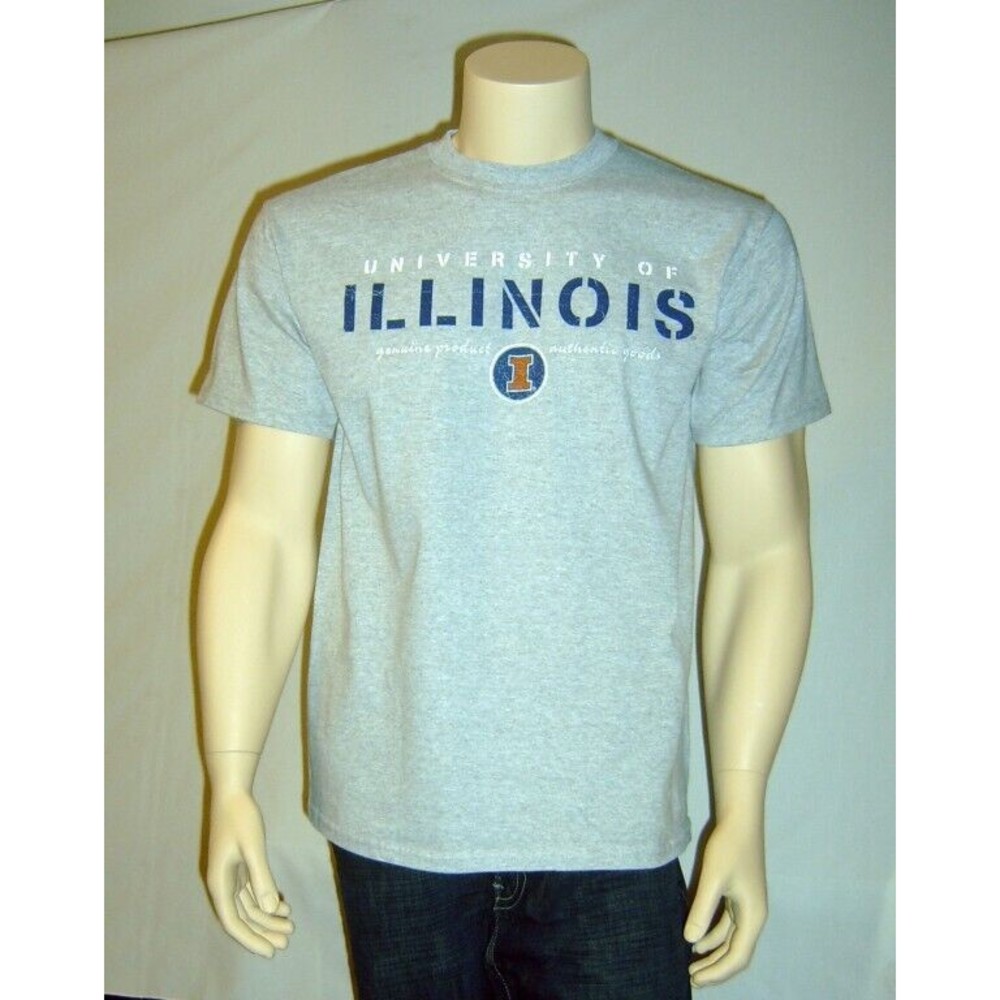 Y2K FIGHTING ILLINI University of Illinois T Shirt UniSex Adult Sizes Gray NCAA